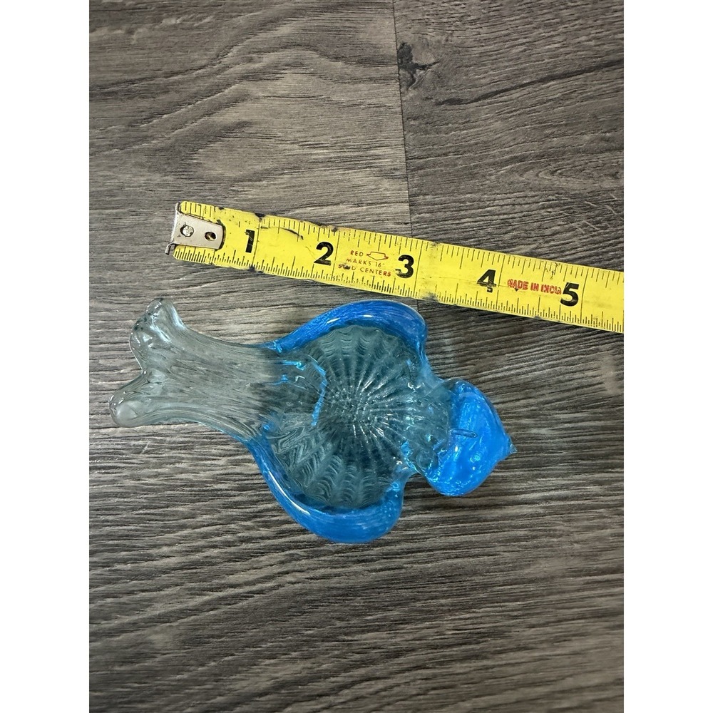 Vintage Blue Art Glass Blue Bird Dish 4" Long